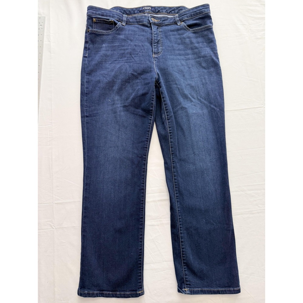 Chaps Straight Jeans Womens 16 Blue Med Wash High Rise Stretch Denim 36x30